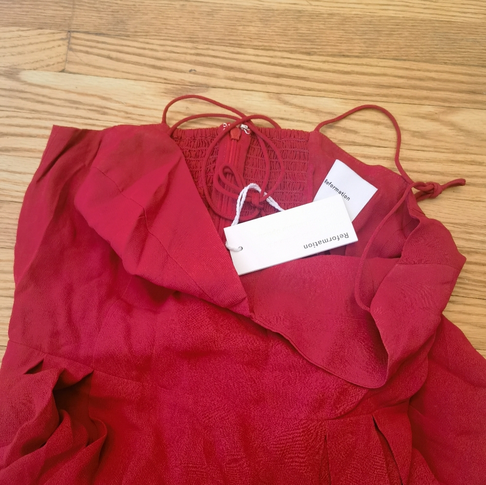 NWT REFORMATION Jaelyn Dress Red - Picture 6 of 8